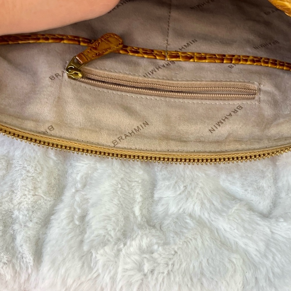 Brahmin Tan Croc-Embossed Satchel with Strap and Pouch - Picture 9 of 16
